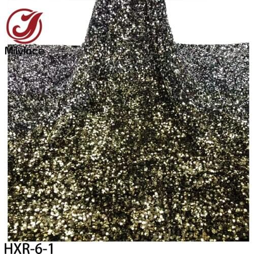 Latest Velvet Lace Fabric 2020 High Quality African Lace Fabric with Sequins for Nigerian Evening Dresses HXR-6