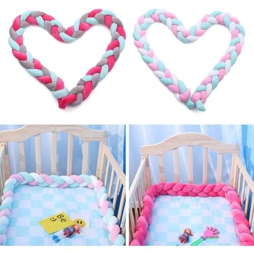 2020 New Soft Knitted Knot Ball Long Strip Baby Bedding Stuffs Baby Bed Bumper Kids Room Decor