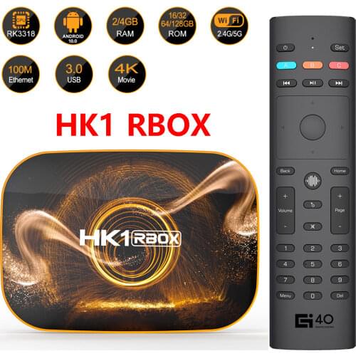 2020 New HK1 RBOX Smart TV Box RK3318 BT4.0 2.4G 5.8G WiFi Media Player Set top Box 16G 32G 64G Android 10.0 TVBOX