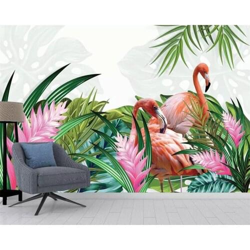 Beibehang Custom wallpaper tropical rain forest flamingo TV background wall 3d home decor living room bedroom mural 3d wallpaper