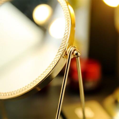 360° Rotation Metal Makeup Mirror Single Sided Vintage Vanity Mirror Golden U2JD