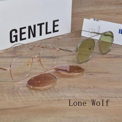 Korean Prescription Eyeglasses Frame With clip men Women Round Myopia Optical Gentle Diplo-LONE WOLF 032 Glasses Frame