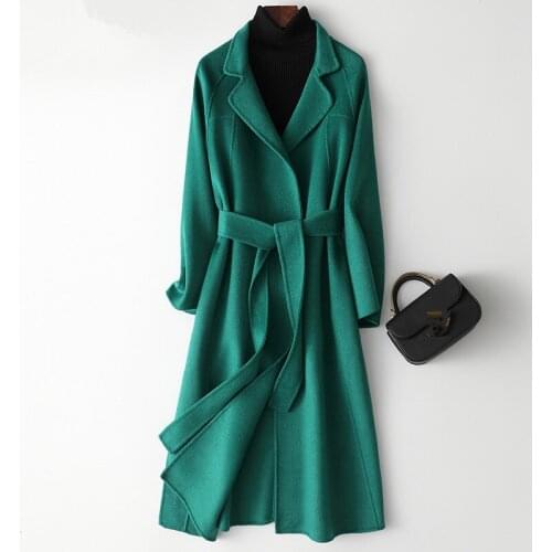 Autumn Winter Double-sided Wool Coat Women Korean High quality Long Woolen Coat Fashion Slim Warm Wool Jacket Ladies Overcoat
