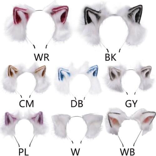 Furry Bendable Cat Ears Headband Cute Flurry Plush Simulation Animal Cosplay Hair Hoop Japanese Kawaii Lolita Headpiece