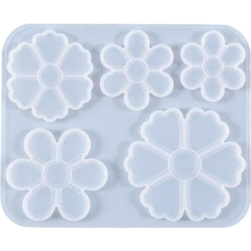 Crystal Epoxy Resin Mold Five Petals Listing Pendant Silicone Mould DIY Crafts Flower Jewelry Making Tool J60E