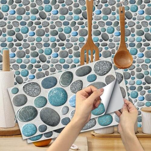 3D Cobblestone Texture Effect Home Decoration Kitchen Bathroom Room Wall Self-adhesive Frosted Sticker Waterproof Wallpaper