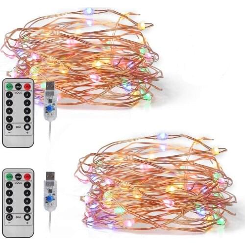 LED Copper Wire String lights 5V USB Powered with Remote 10M 5M Garland Lights for Wedding Bedroom Party Garden Indoor Outdoor