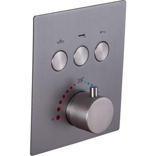 DULABRAHE Thermostatic Bathroom Shower Mixer Faucet Valve Single Handle Push Button With Embedded Box Wall Mounted 2~3 Ways