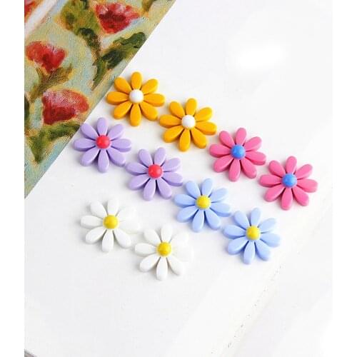 Yamily 10pcs/34mm*28mm Resin Little Daisy Sun Flower Charm Pendant For Keychain Earring DIY Fashion Jewelry Making Accessories