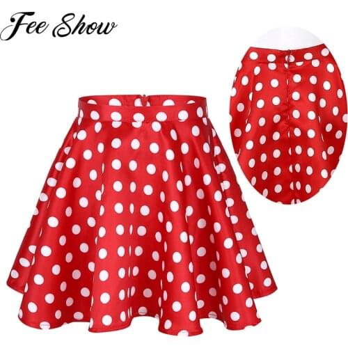 Summer Midi Skater Skirt Runway Vintage 50s Rockabilly Skirts Big Girls Satin Polka Dots Zipper Full Circle Flared Swing Skirt