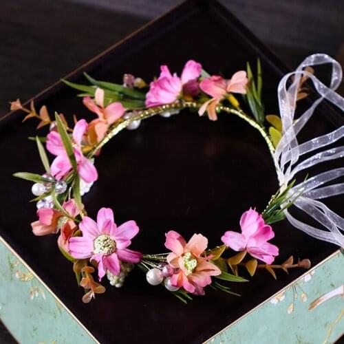 Flower Headband Hairwear Bridal Hair Ornament Fabric Flower Crown Wedding Hair Accessories Headbands Head Wreath Women Jewelry