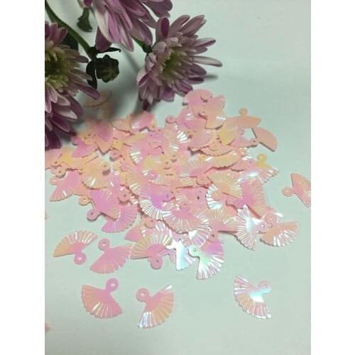 1000pcs/lot 12*15mm Small Cute Shell Fan Shape Loose Sequins Paillette Sewing Wedding Craft Decoration Scrapbook Light Pink AB