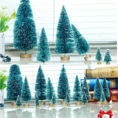 12pcs Small DIY Christmas Tree New Years Mini Christmas Tree Small Pine Tree for Festival Home Decoration Santa New Year Gift
