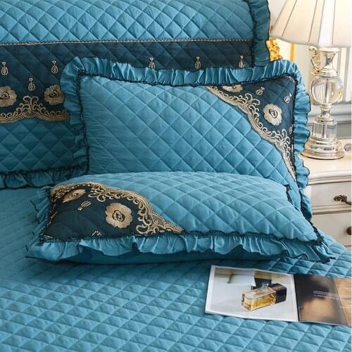 2pcs Brushed Quilted Cotton Lace Pillowcase Cover Rectangle Bedding Home Decor Pillow Sham 48x74cm Bedroom for All Reasons