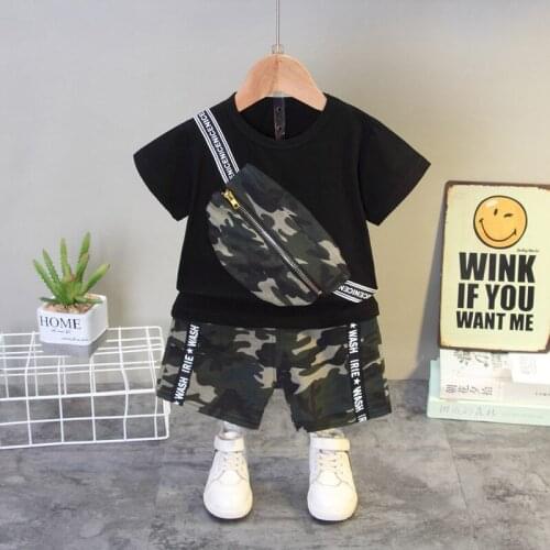 2021 Kids Outfit Suit Baby Tracksuit Baby Boys Clothes Set Camouflage Short Sleeve Tops+Shorts Toddler Baby Clothing Set