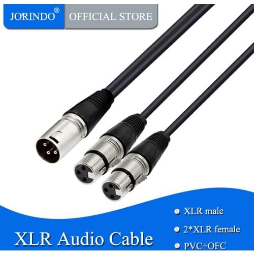 JORINDO 0.3M/0.98FT 3-pin XLR to dual 3-hole XLR audio extension cable,2 female XLR to male XLR For mixer, amplifier cables