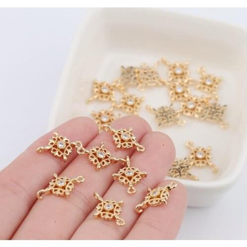 4pcs Copper Material Small Pendant With Micro Zircon DIY Bracelet Earrings Decorative Pendant Material Accessories