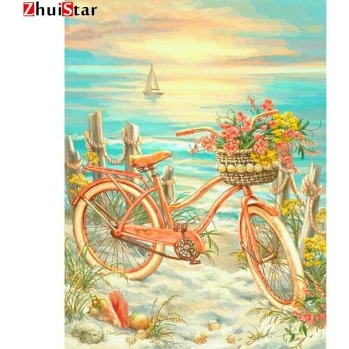 5D Diamond Painting Full Square Bicycle And Flower Embroidery Sale Picture Of Rhinestone Diamond Mosaic Drop Ship ZWQ