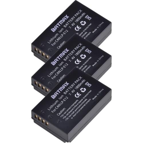7.4v 1800mAh LP-E12 LPE12 LP E12 Rechargeable Camera batteries(3 Pack) for Canon EOS M M2 100D EOSM EOSM2 EOS100D