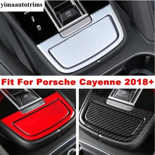 ABS Accessories Central Control Storage Cigarette Lighter Panel Cover Trim Carbon Fiber Interior For Porsche Cayenne 2018 - 2021