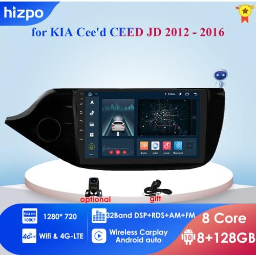 4G 64G CarPlay Android 10 DSP For KIA Cee'd CEED JD 2012-2016 Car Radio Multimedia Video Player Navi GPS 2 din dvd rds wifi dab