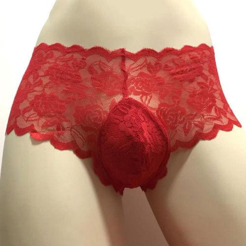 Bikini Thong Translucent Mesh Sheer Sexy Hot Underwear Men Lace Panties Erotic Sex See-through Lingerie Crossdress