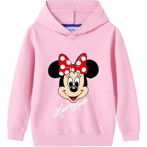 Disney Minnie Mouse Girl Sweatshirt Autumn Long Sleeve Cotton Cartoon Kids Clothes Baby Childrens Hoodies Tops