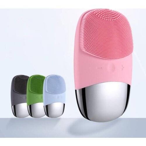 Mini USB Electric Face Facial Cleansing Brushes Foreoing Silicone Sonic Deep Cleaning Pore Waterproof Scrubber Face Skin Care