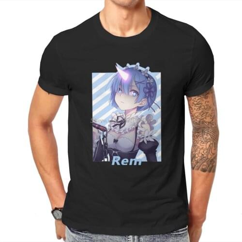 Re:Zero Starting Life In Another World Rem Anime Classic Tshirt Vintage Punk Men T Shirt Men Cotton Tees Harajuku Streetwear