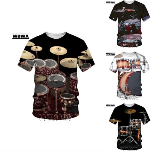 Men women Harajuku Jazz drum kit Print 3D t shirt Summer New Fashion tshirts music sleeveless tees casual short sleeve top 00008