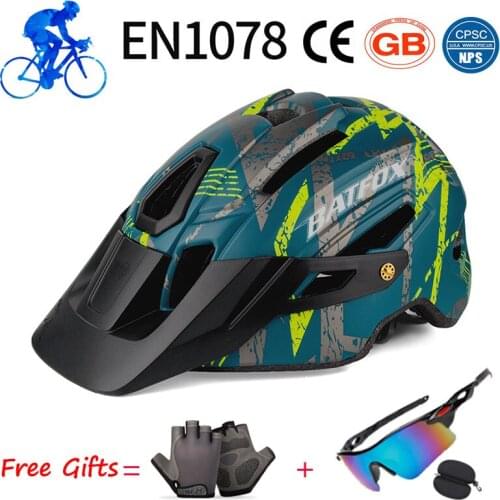 BATFOX Moutain bike helmet add sunglasses men women Breathable ultra-light casco mtb Intergrally-molded riding bike safety cap
