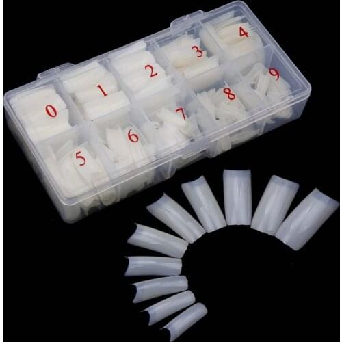 Fake Nails Capsule Natural Acrylic Nail Tips Transparent 500Pcs False Fingernails Artifical Beauty Manicure Design DIY Tools