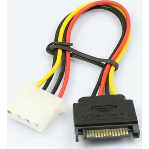 Cable 15 Pin SATA Male to 4 Pin Molex Female IDE HDD 4-pin Hard Drive Power Hard Drive Cable Professional Power Cable 15cm Cable