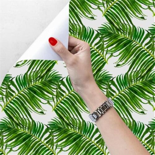 Beautiful Green Leaf Style 45*300 cm Thickened Waterproof Self-Adhesive Wallpaper for Room Decoration and Furniture Renovation