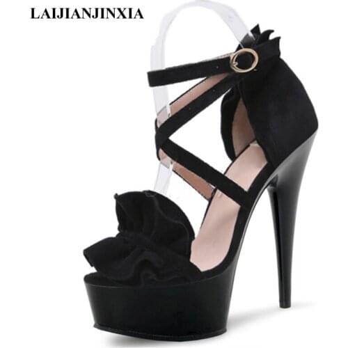 LAIJIANJINXIA New Platform Sandals Sexy Fetish 6 Inch Pole Dance Shoes Nightclub Stripper Heels Party Models Show Womens Shoes