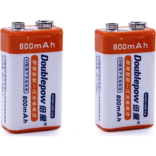 Hot-selling 2pcs/lot 800mAh lithium ion 9V rechargeable battery can be used for smoke detector burglar alarm metal detector