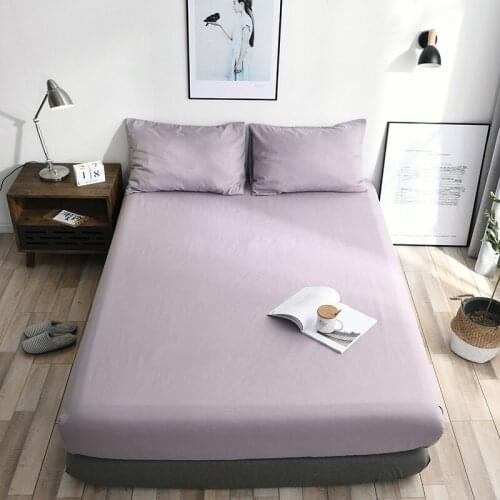 Brushed Mattress Protector Cover Solid Fitted Sheet Protection for Women Men Home Bedding Set Bedclothes White Black Grey Green