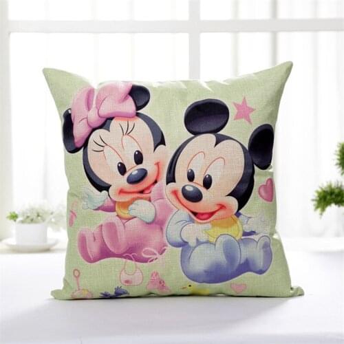 Disney Pillowcase Cute Cartoon Mickey Mouse Minnie Winnie Bear Series Cartoon Children Adult Red White Pillowcase 45x45cm
