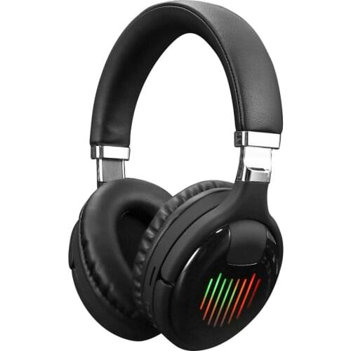 True Wireless TM-061 3D Stereo Headphones Foldable Gaming with Microphone LED Light FM Radio TF Card Noise Reduction