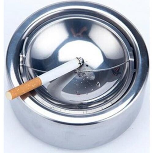 1 Pcs Ashtray Round Durable Protable Stainless Steel Smoke Dish Holder Windproof Round Ashtray with Desktop Ashtray