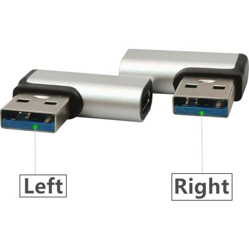 USB C Female to USB 3.0 Male Right Angle 90 Degree Adapter Type C Right&Left to USB 3.1 Connector Black Silver