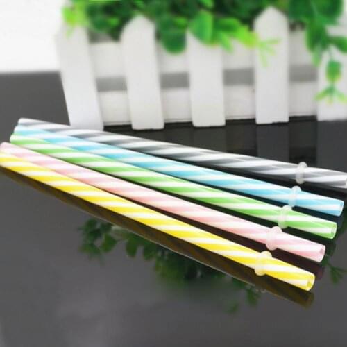20PCS Plastic Threaded Buckle And Ring Straws Color Juice Straws Weddings Qualtiy Bar Celebrations For Party Stripe Drinkin R6W6