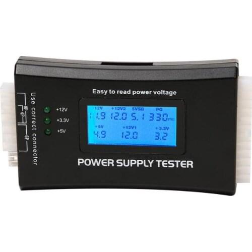 Check Quick Digital LCD Power Bank Supply Tester Computer 20/24 Pin Power Supply Tester Measure Tool 24Pin, ATX 20Pin interface