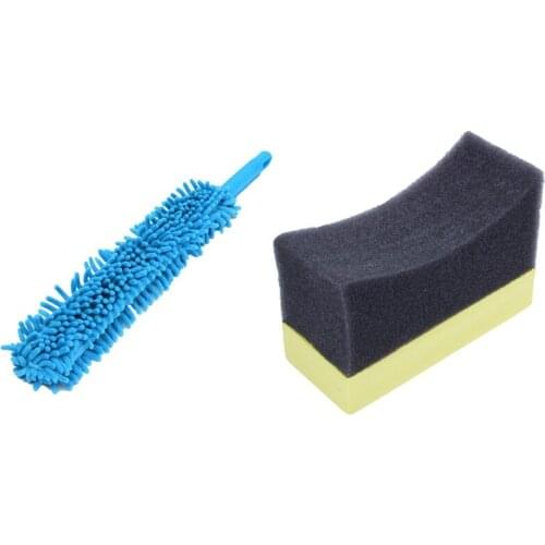 Novel-Car Wash Brush Flexible 16 Inch Long Superfine Fiber Alloy Wheel Cleaner & Car Tyre Brush Sponge Tire Dressing