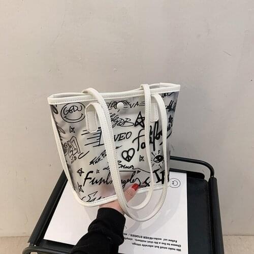 Luxury Handbags Women Jelly Transparent Large Capacity Shoulder Bags Letter Fashion Large Matching Totes Bag Japan and Korea