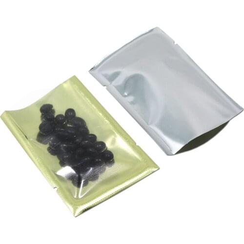 Retail Open Top Vacuum Mylar Packaging Bag Gold / Silver Aluminum Foil Heat Sealable Storage Bag Candy Coffee Beans Tea Pouches