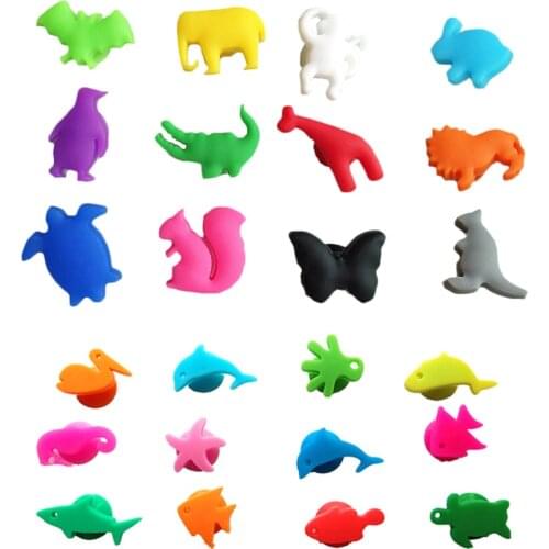 24pcs Silicone Wine Glass Markers Sea Animals And Land Animals Wine Identifier Drinking Cup Sign Kitchen Decor Tool Accessories