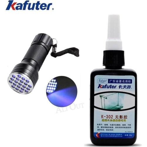 Strong 50ml Kafuter UV Glue UV Curing Adhesive K-302+21 LED UV Flashlight UV Curing Adhesive Crystal Glass and Metal Bonding
