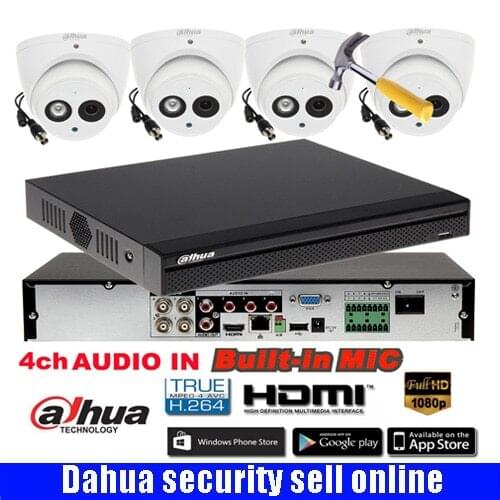Dahua HD 2.0MP Video Surveillance CCTV System 4CH HD 1080P HD CVI/CVR DVR Kit 4xIR 30M Outdoor HDCVI dome CVI Camera System Kit