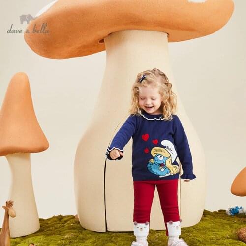 DBM17468 dave bella winter baby girls Christmas cartoon knitted sweater kids fashion toddler boutique tops